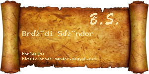 Bródi Sándor névjegykártya