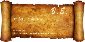Bródi Sándor névjegykártya